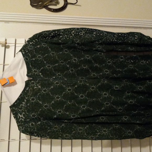 Beautifully made dress, looks custom, vintage, no tags, M, green and gold mesh - Picture 3 of 6